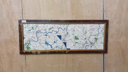 Large Map in Distressed Wooden Frame - 050425-07