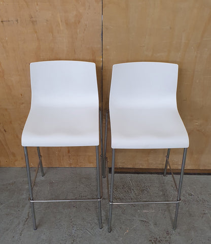2 Matching Stackable White Bar Stools with Chrome Frame - EL104600 / EL104601