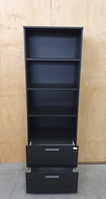 IKEA BRIMNES Tall Black Bookcase with 2 Bottom Drawers - 104792