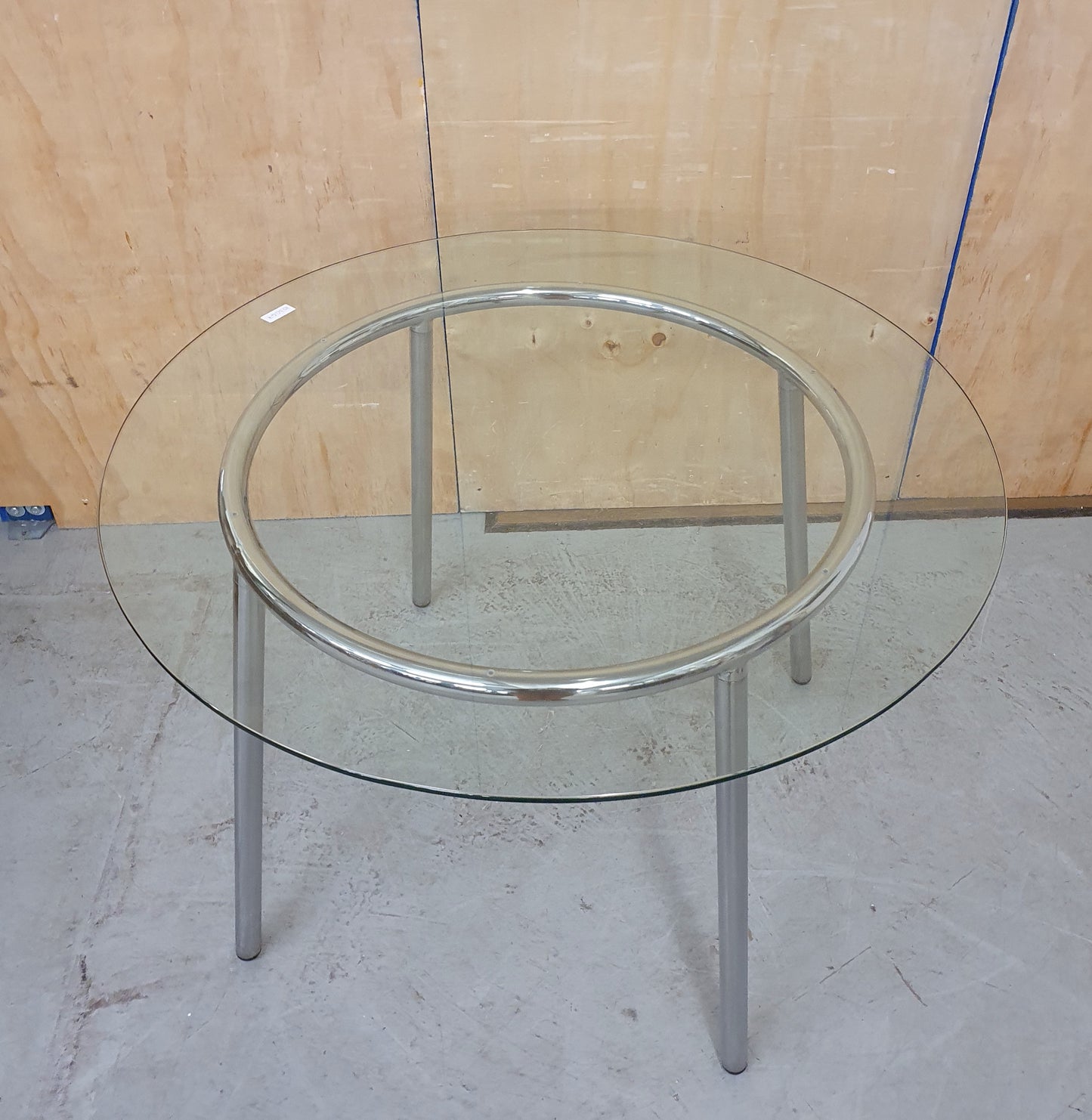 Round Glass Top Chrome Frame Dining Table - 103067