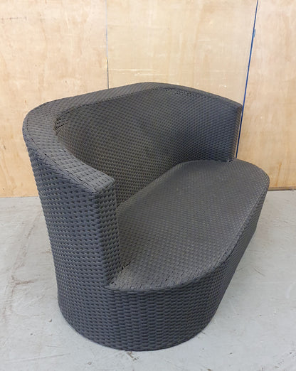 Dark Grey Oval Shape Plastic Weaved Garden Sofa - EL104055
