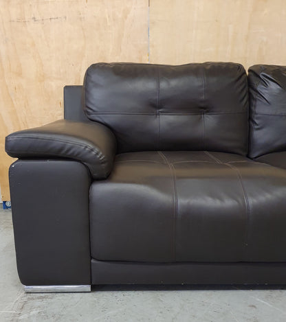 Dark Brown Faux Leather 2 Seater Sofa - 040725-14