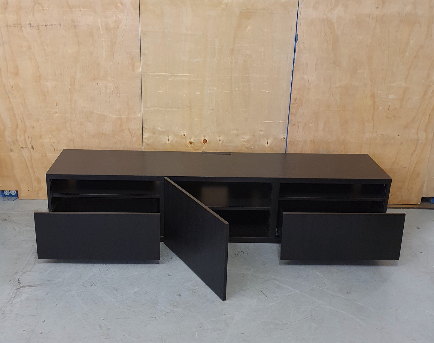 Black Large Wooden TV Stand with 2 Drawers and Central Door - 021124-01