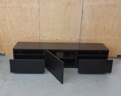 Black Large Wooden TV Stand with 2 Drawers and Central Door - 021124-01