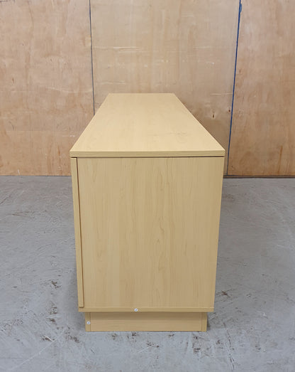Wood TV Stand with 2 Slatted Doors and Internal Shelves - 104825