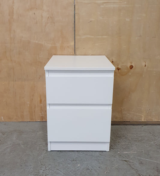 Single White 2 Drawer Bedside Cabinet - EL104650