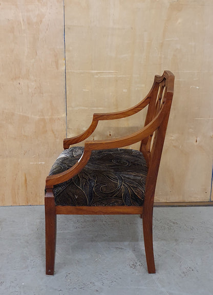 Single Wooden Chair with Decorative Back and Velvet Seat - EL103073