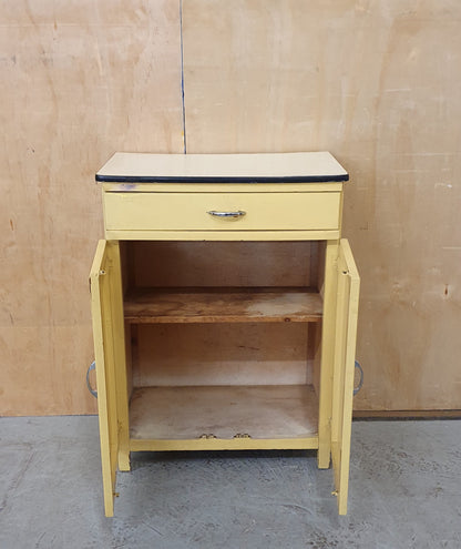 Vintage Small 2 Door 1 Drawer Free Standing Wood Kitchen Cabinet - 104033