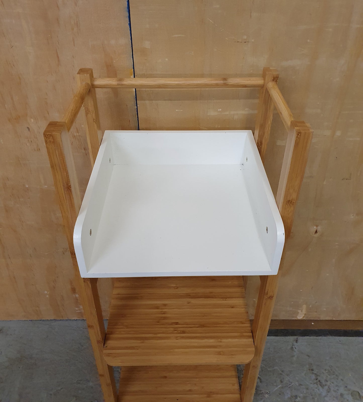 Small Bamboo Shelving Unit with White Top Section - 120925-01