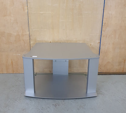 Silver TV Stand with Glass Shelf - 200624-02