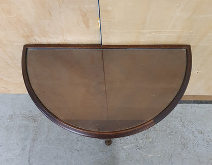 Mahogany Half Moon Glass Top Table with Cabriole Legs - 104900