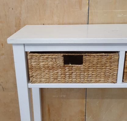 White Wooden Console Table with 2 Baskets - EL102744