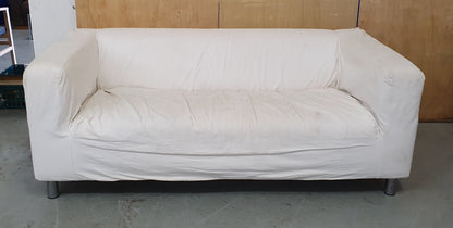 White 2 Seater Sofa with Removable Feet - 160924-01