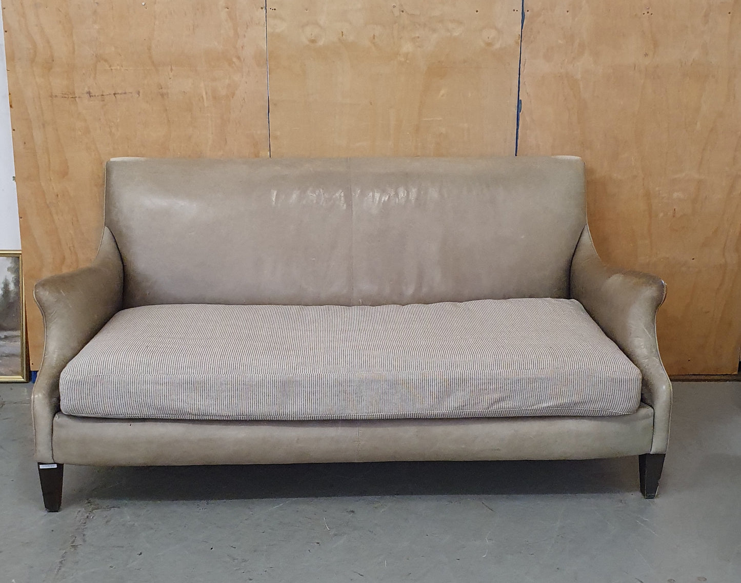 Grey Leather 2 Seater Modern Sofa with Removable Cushioned Seat  - 103933