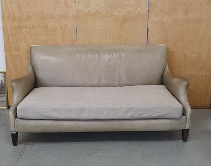 Grey Leather 2 Seater Modern Sofa with Removable Cushioned Seat  - 103933