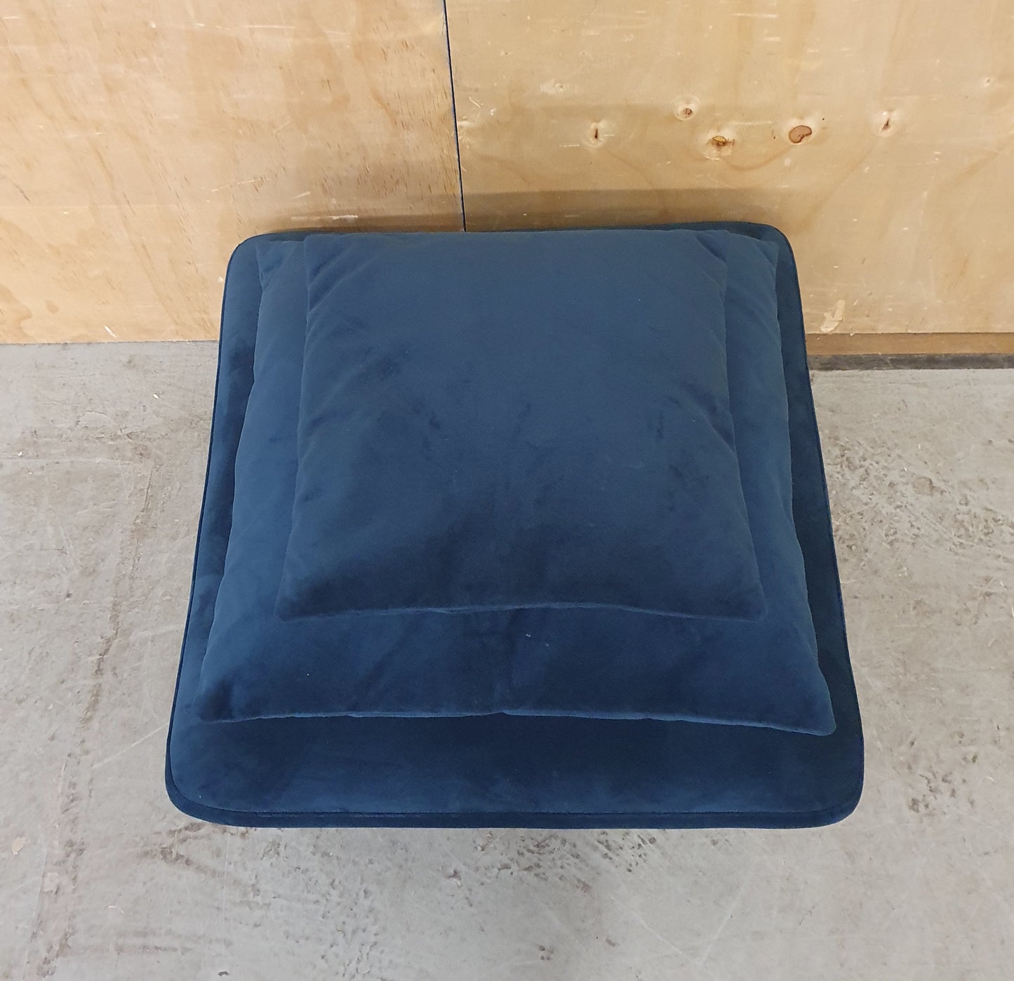 Large Navy Blue Velvet Pouffe Footstool with 2 Additional Cushions - 290925-10