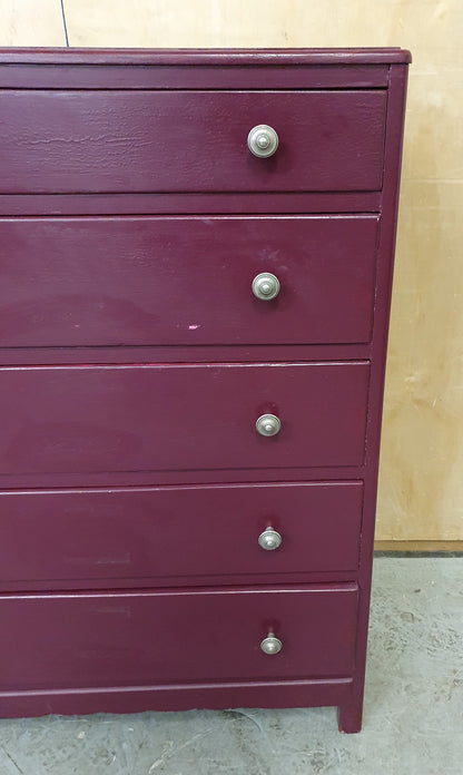 5 Drawer Burgundy Chest of Drawers - 104799