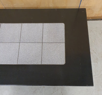 Black Wood Coffee Table with Grey Tiled Middle Area - 104838
