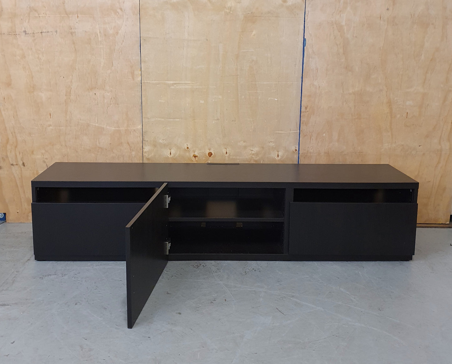 Black Large Wooden TV Stand with 2 Drawers and Central Door - 021124-01