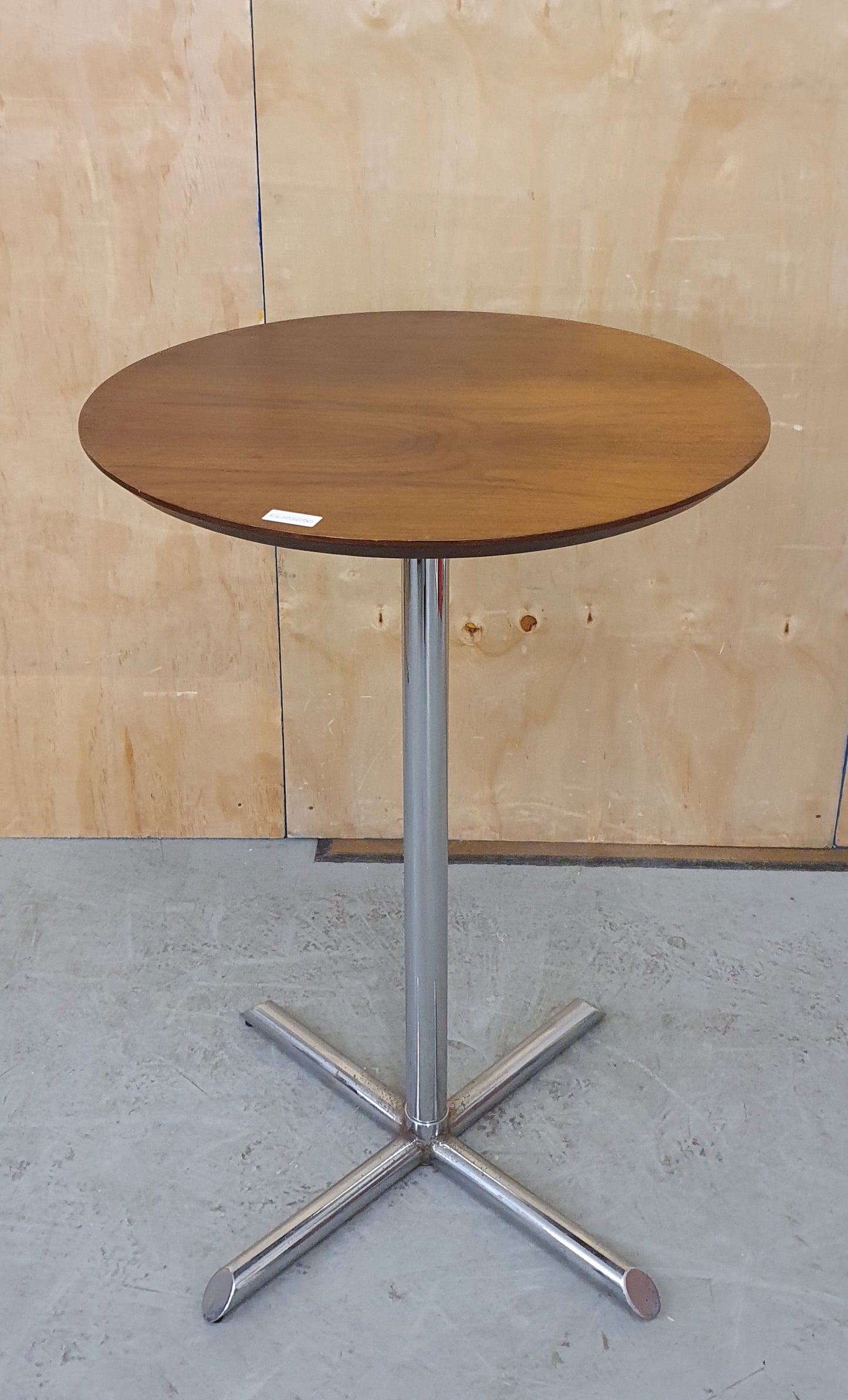 Tall Round Dark Wooden Top Outdoor Table with Chrome Base - EL103050