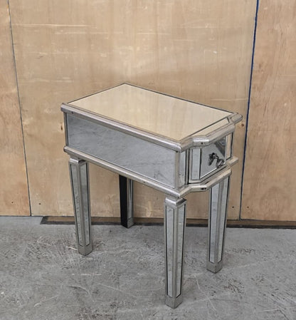 Single Mirrored Bedside Cabinet with Drawer - EL104754