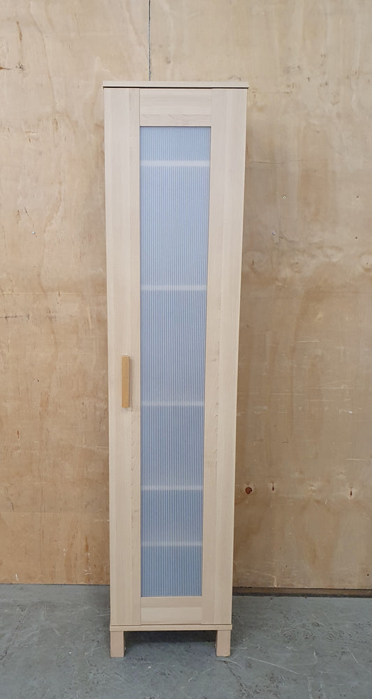 Single Frosted Door Wood Wardrobe with 5 Internal Shelves - 104637