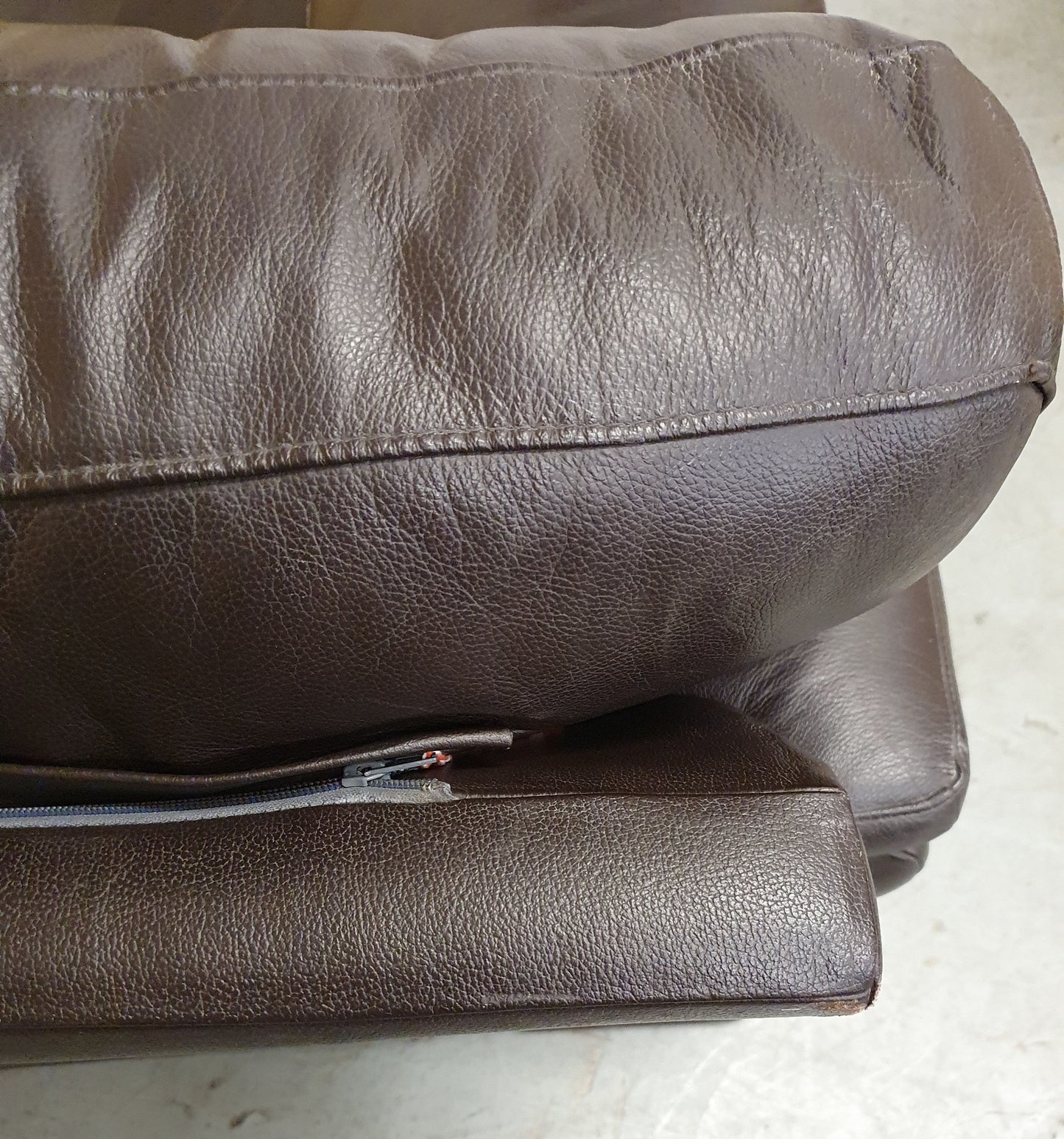 Brown Leather 2 Seater Sofa with Detachable Zipped Back Rests - 104869