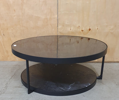 IKEA FROTORP Large Round 2 Tier Glass and Faux Marble Coffee Table - 104790