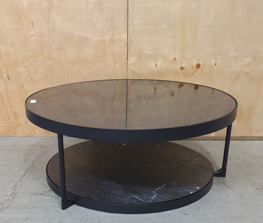 IKEA FROTORP Large Round 2 Tier Glass and Faux Marble Coffee Table - 104790