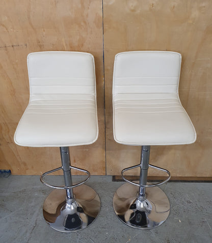 2 Matching Cream Faux Leather Height Adjustable Bar Stools - EL104575 / EL104576