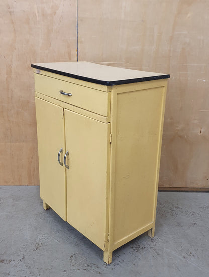 Vintage Small 2 Door 1 Drawer Free Standing Wood Kitchen Cabinet - 104033