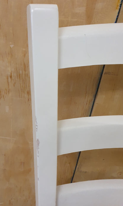 Single White Wood Chair with Straw Seat - EL104928