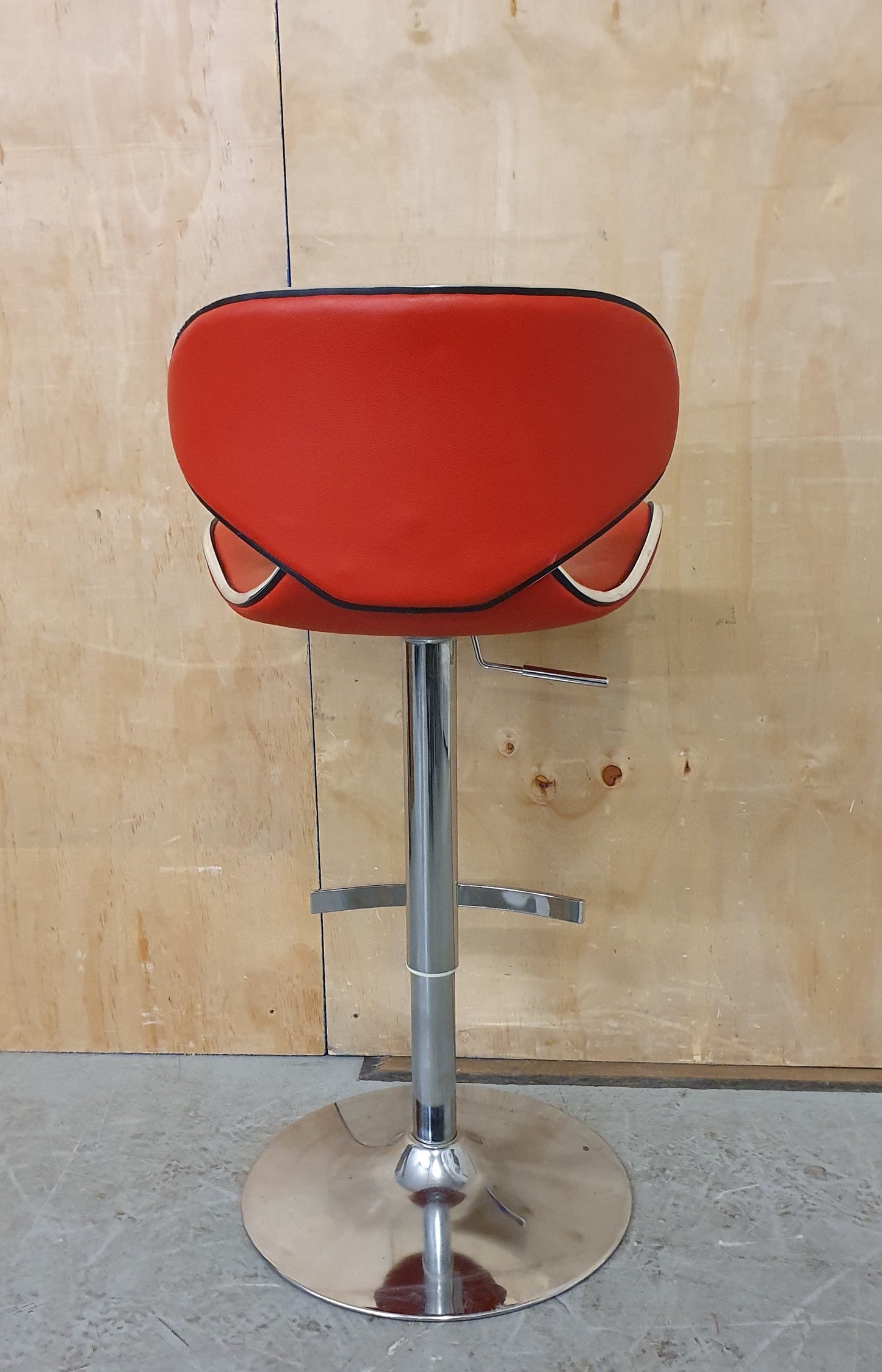 Single Red Leather Height Adjustable Bar Stool with Chrome Frame - 104164