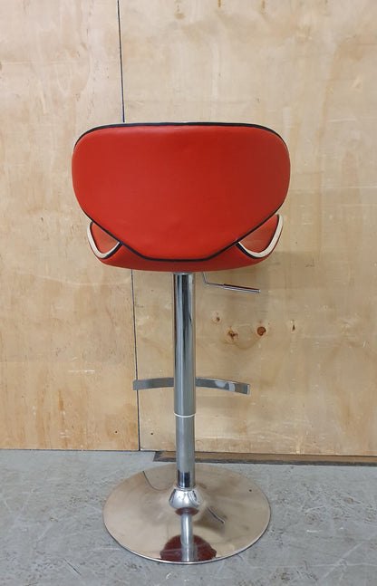 Single Red Leather Height Adjustable Bar Stool with Chrome Frame - 104164