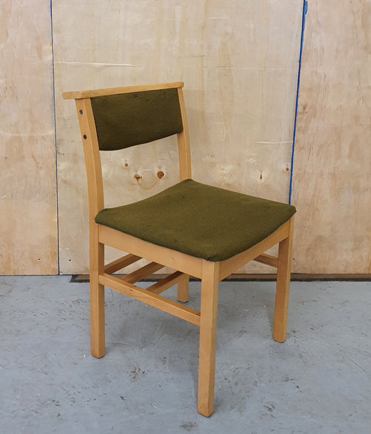 Single Olive Green Fabric Wooden Chair - 140224-06