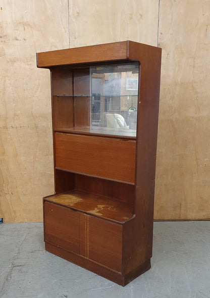 Vintage Sliding Glass Door Display Cabinet with Pull Out Middle Door and Bottom Cupboard - EL104538