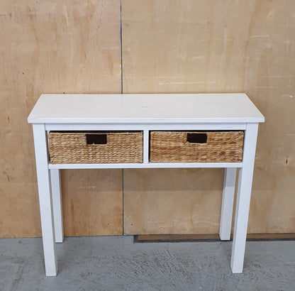 White Wooden Console Table with 2 Baskets - EL102744