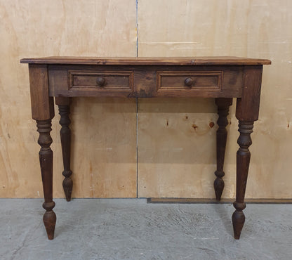 Vintage Dark Stained Wood Dressing Table with Removable Top Mirror Section - 104840