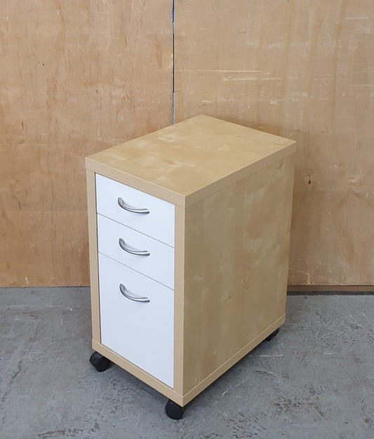 Small 3 Drawer Wood Filing Cabinet with Chrome Handles - EL104586