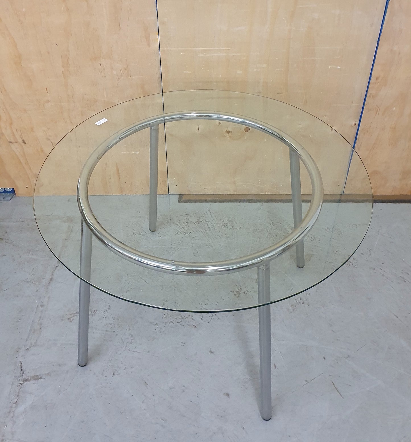 Round Glass Top Chrome Frame Dining Table - 103067