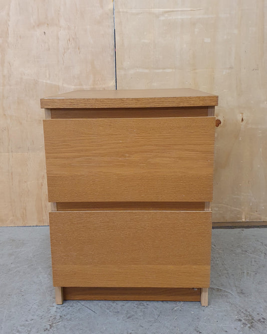Single 2 Drawer Wood Bedside Cabinet - 104002