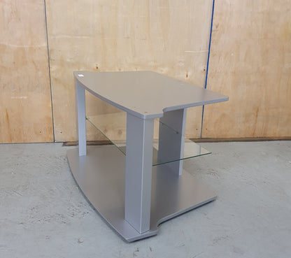 Silver TV Stand with Glass Shelf - 200624-02