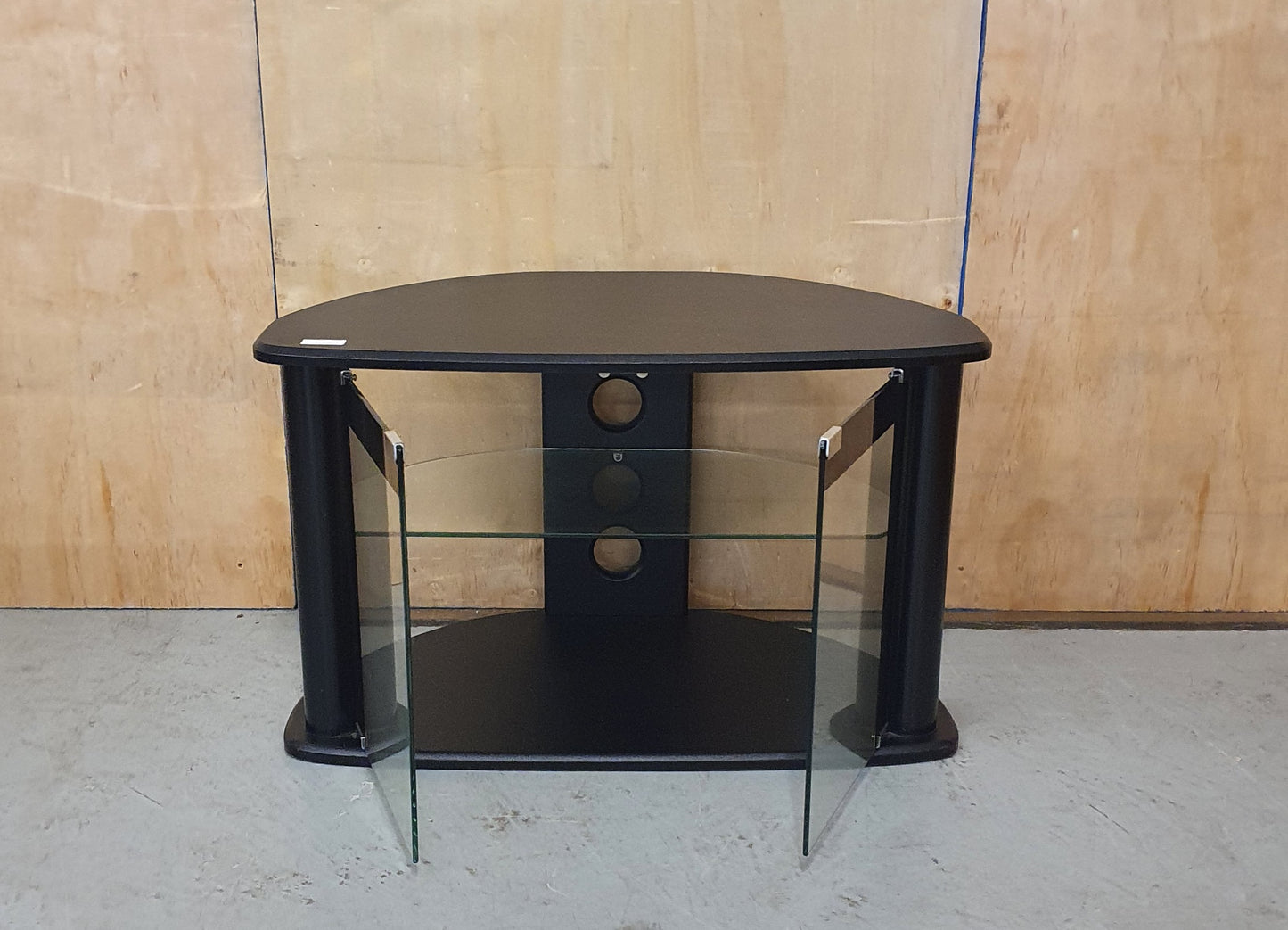 Curved Black Glass Door Cabinet - EL101511