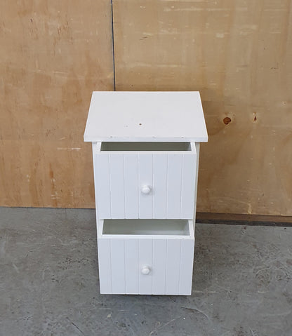 Small White Wood 2 Drawer Cabinet - EL104637