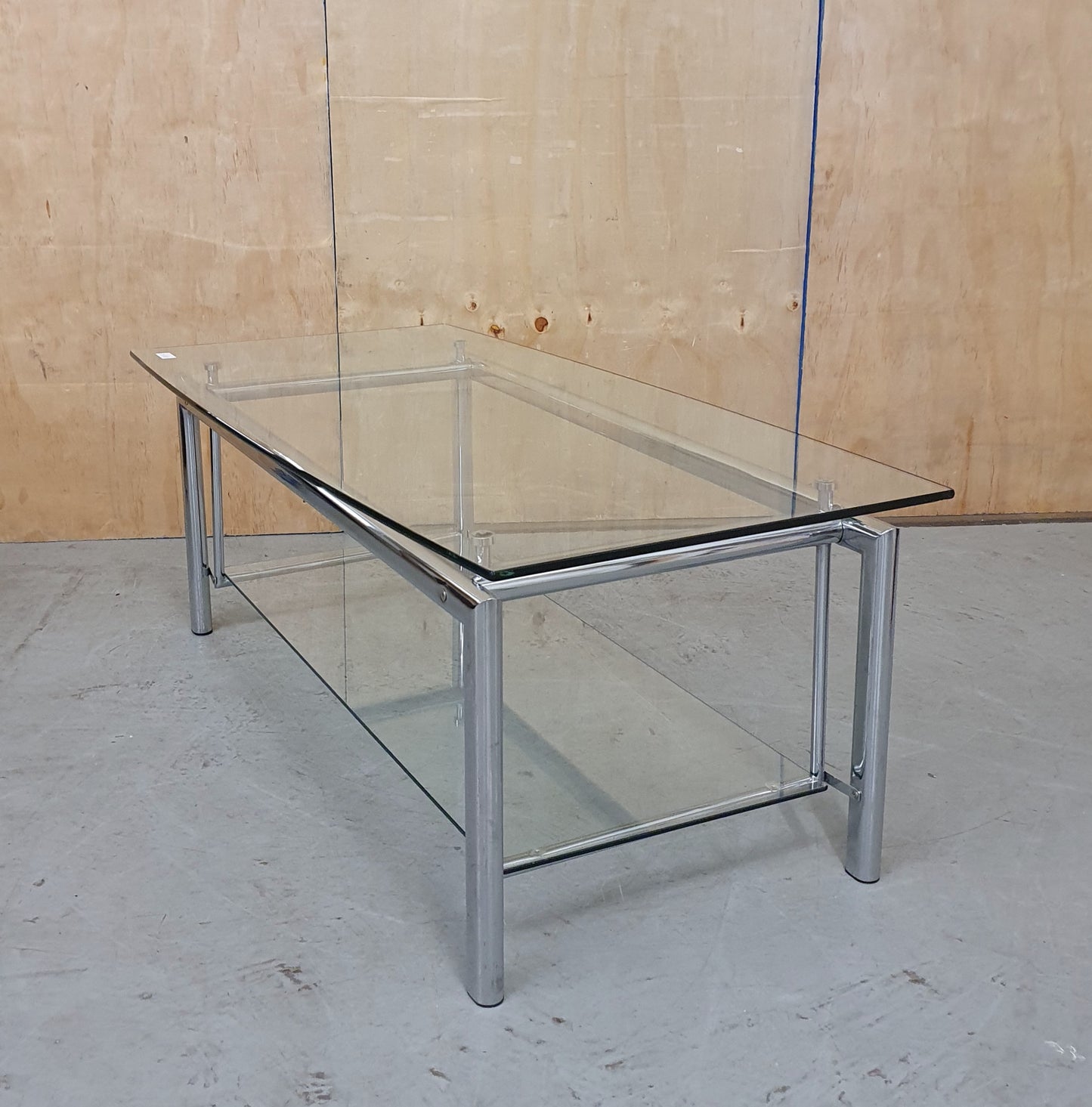 2 Tier Large Glass Top Chrome Frame Coffee Table - 103068