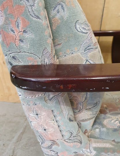Vintage Highback Velvet Armchair with Cabriole Front Feet - EL104248