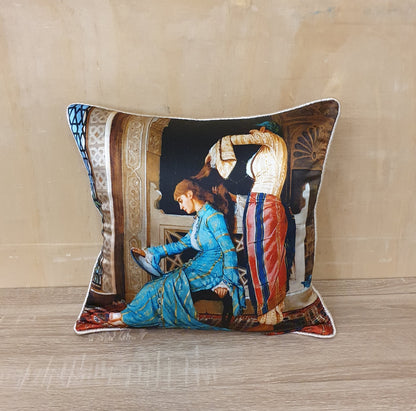 MAYRIDGES Silk Cushion Cover with Printed Design Zip - M150824-09