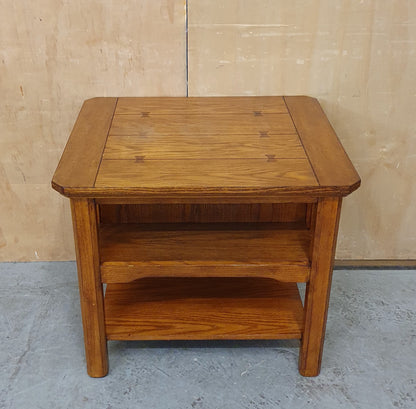 2 Tier Solid Oak Coffee Table with 1 Small Drawer and Slatted Side - 104842