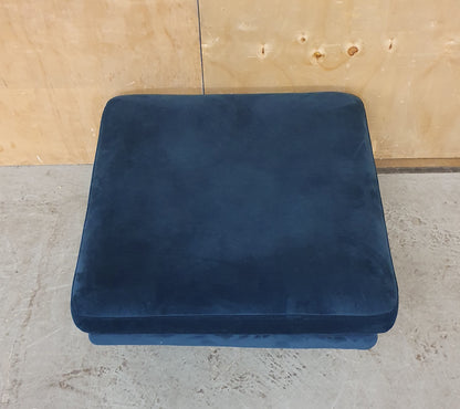 Large Navy Blue Velvet Pouffe Footstool with 2 Additional Cushions - 290925-10
