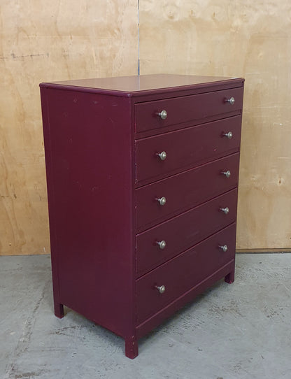 5 Drawer Burgundy Chest of Drawers - 104799